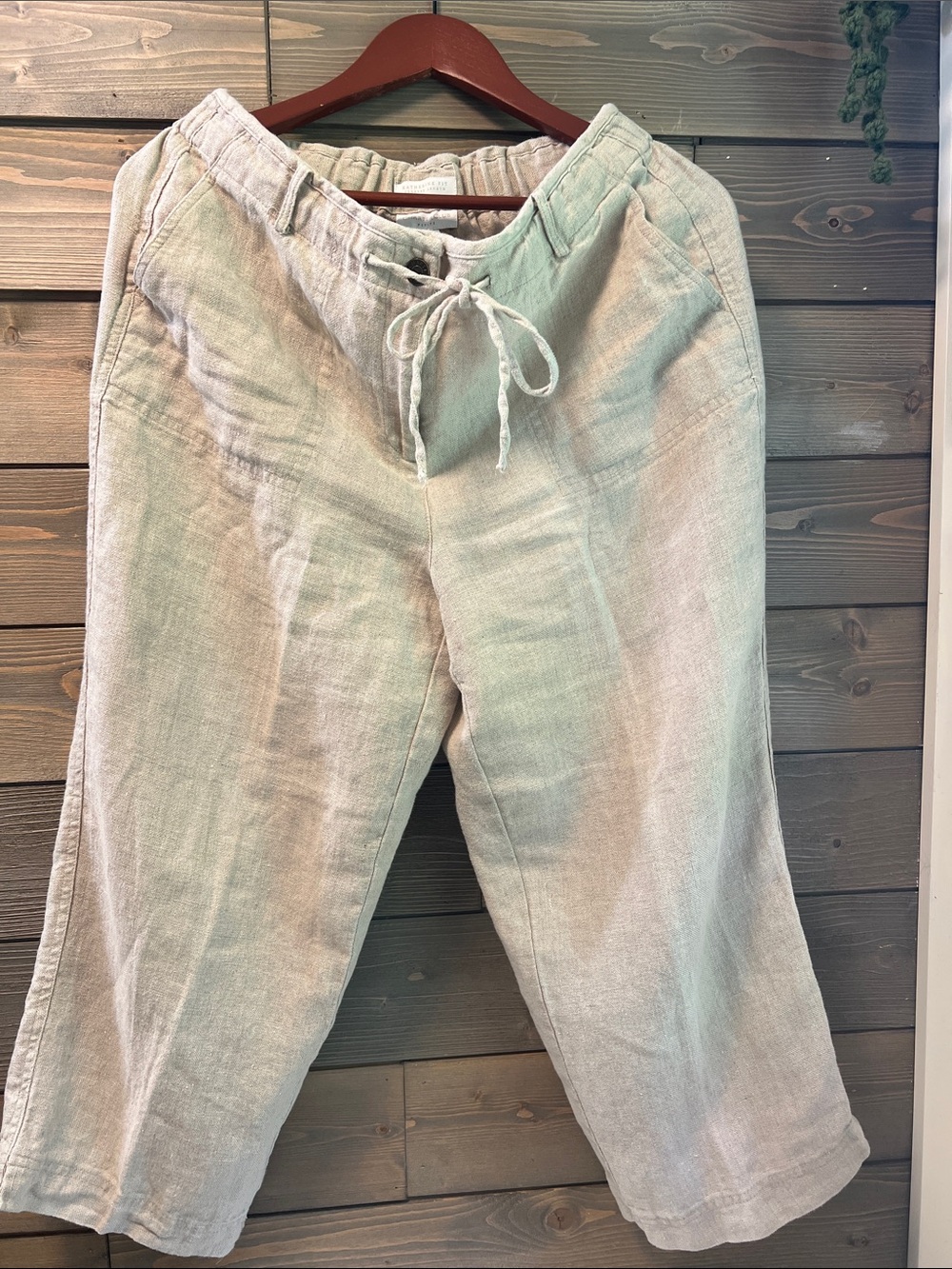 Women’s Linen Blend Drawstring Pants - Light Beige 12P
